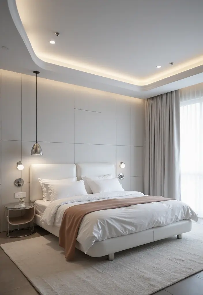 30 Minimalist Bedroom Designs for Every Style 27 30 Minimalist Bedroom Designs for Every Style - 27. Futuristic Touches