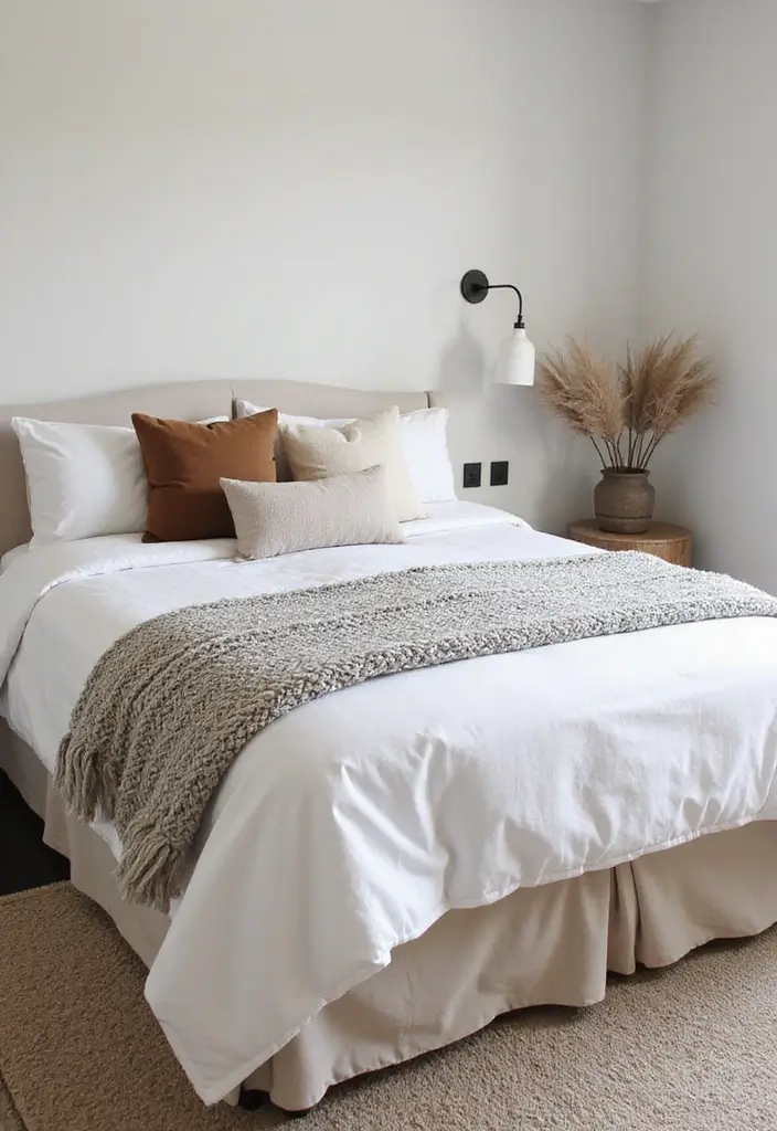30 Minimalist Bedroom Designs for Every Style 6 30 Minimalist Bedroom Designs for Every Style - 6. Layering for Interest