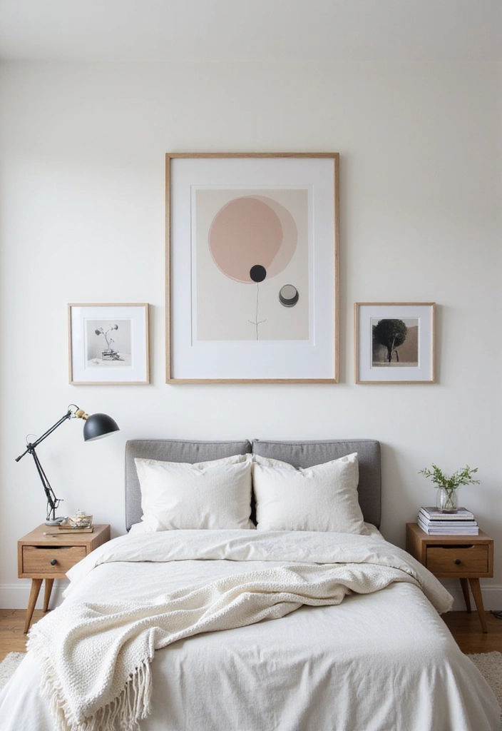 30 Minimalist Bedroom Designs for Every Style 8 30 Minimalist Bedroom Designs for Every Style - 8. Simplistic Artwork
