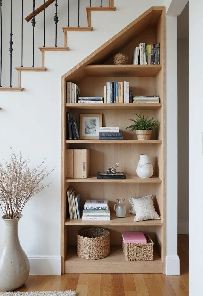 30 Minimalist Bookshelf Ideas That Look Modern 15 30 Minimalist Bookshelf Ideas That Look Modern - 15. Under-Stair Bookshelves