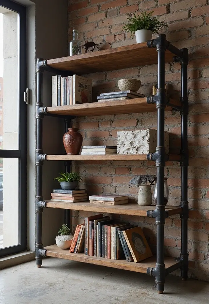 30 Minimalist Bookshelf Ideas That Look Modern 18 30 Minimalist Bookshelf Ideas That Look Modern - 18. Industrial Pipe Shelving