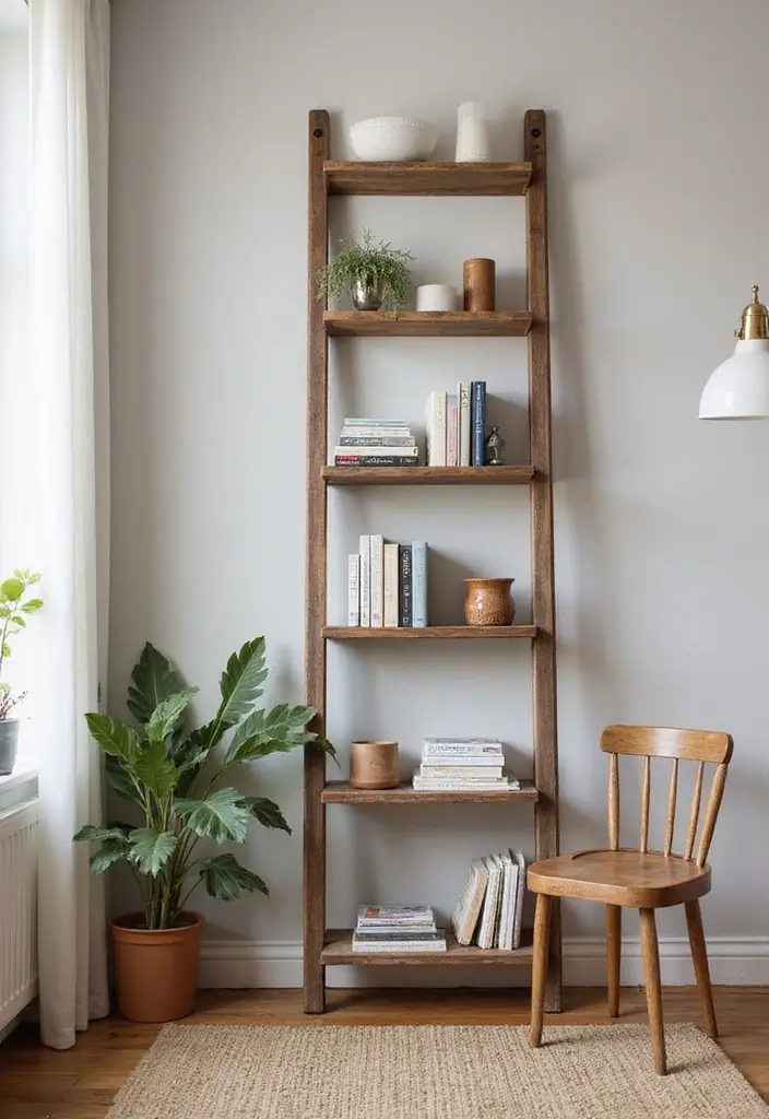 30 Minimalist Bookshelf Ideas That Look Modern 2 30 Minimalist Bookshelf Ideas That Look Modern - 2. Ladder Bookshelf
