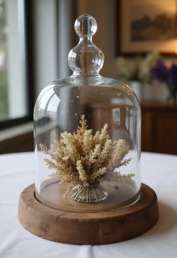 30 Minimalist Centerpiece Ideas for Simple Elegance 13 30 Minimalist Centerpiece Ideas for Simple Elegance - 13. Glass Cloche Display