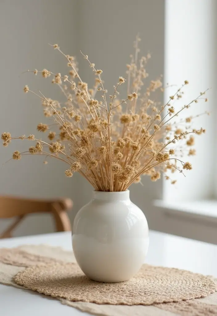 30 Minimalist Centerpiece Ideas for Simple Elegance 15 30 Minimalist Centerpiece Ideas for Simple Elegance - 15. Dried Flower Arrangements