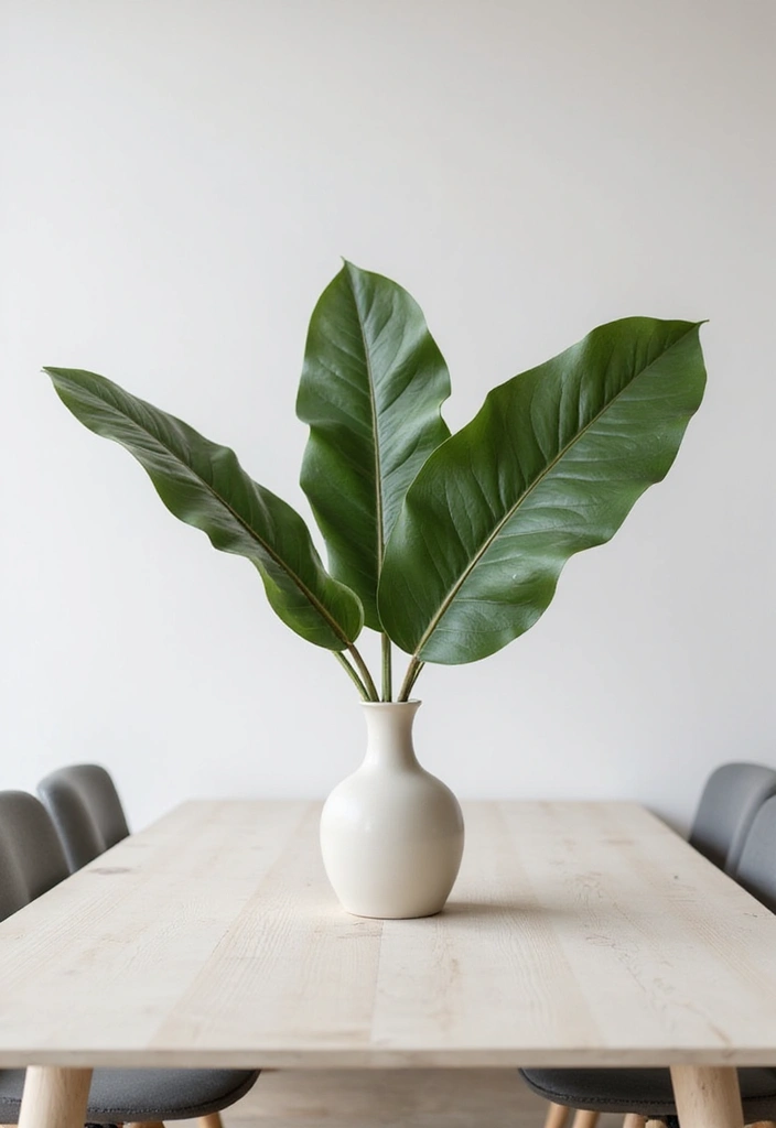 30 Minimalist Centerpiece Ideas for Simple Elegance 28 30 Minimalist Centerpiece Ideas for Simple Elegance - 28. Minimalist Leaf Display