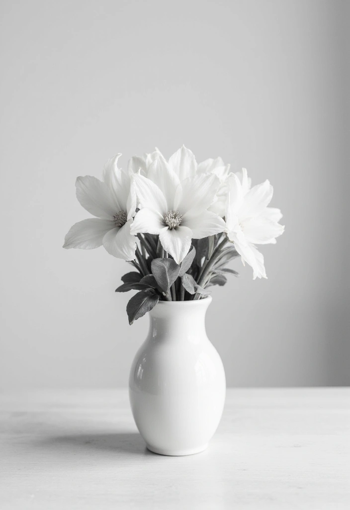 30 Minimalist Centerpiece Ideas for Simple Elegance 4 30 Minimalist Centerpiece Ideas for Simple Elegance - 4. Monochrome Floral Arrangements