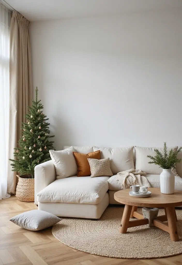 30 Minimalist Christmas Decor Ideas You’ll Love 17 30 Minimalist Christmas Decor Ideas You’ll Love - 17. Natural Fiber Textiles
