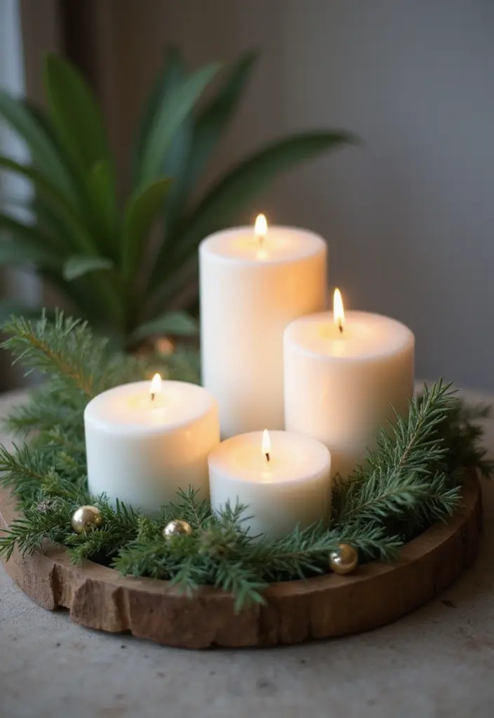 30 Minimalist Christmas Decor Ideas You’ll Love 2 30 Minimalist Christmas Decor Ideas You’ll Love - 2. Simple White Candle Displays