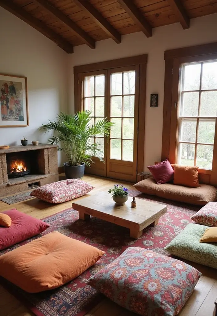 30 Minimalist Indian Home Ideas That Blend Culture and Style - 8. Floor Seating for Versatility