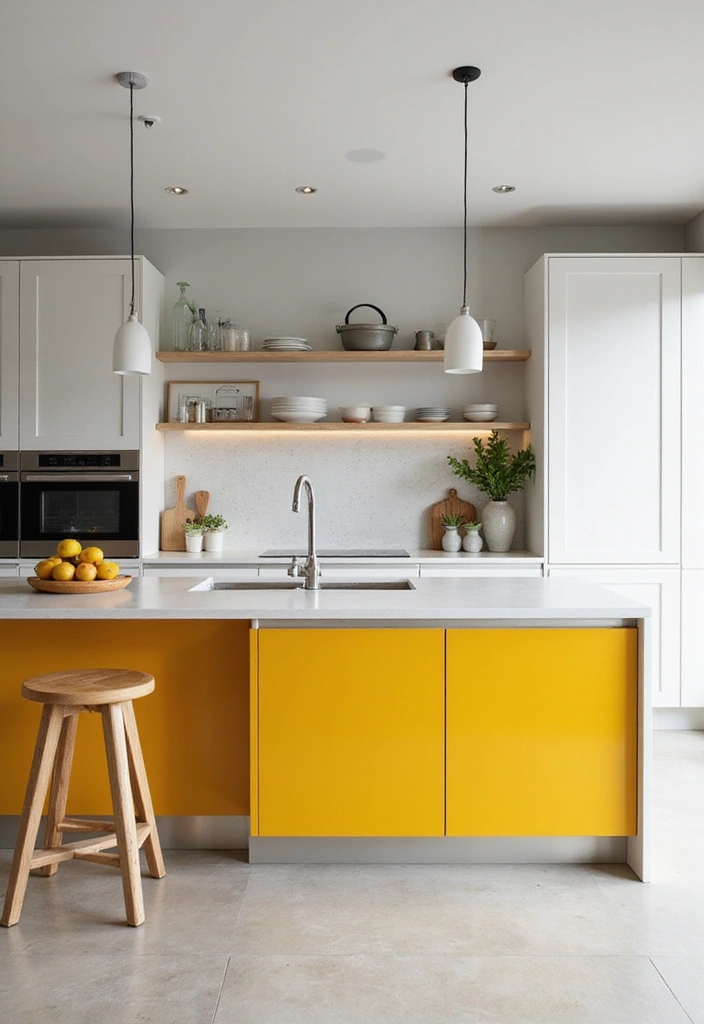 30 Minimalist Kitchen Island Ideas That Feel Sleek 16 30 Minimalist Kitchen Island Ideas That Feel Sleek - 16. Minimalist Island with a Touch of Color