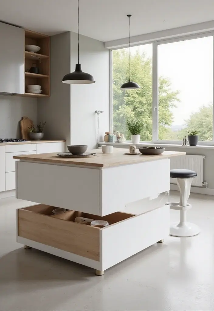 30 Minimalist Kitchen Island Ideas That Feel Sleek 17 30 Minimalist Kitchen Island Ideas That Feel Sleek - 17. Minimalist Kitchen Island with Sliding Drawers