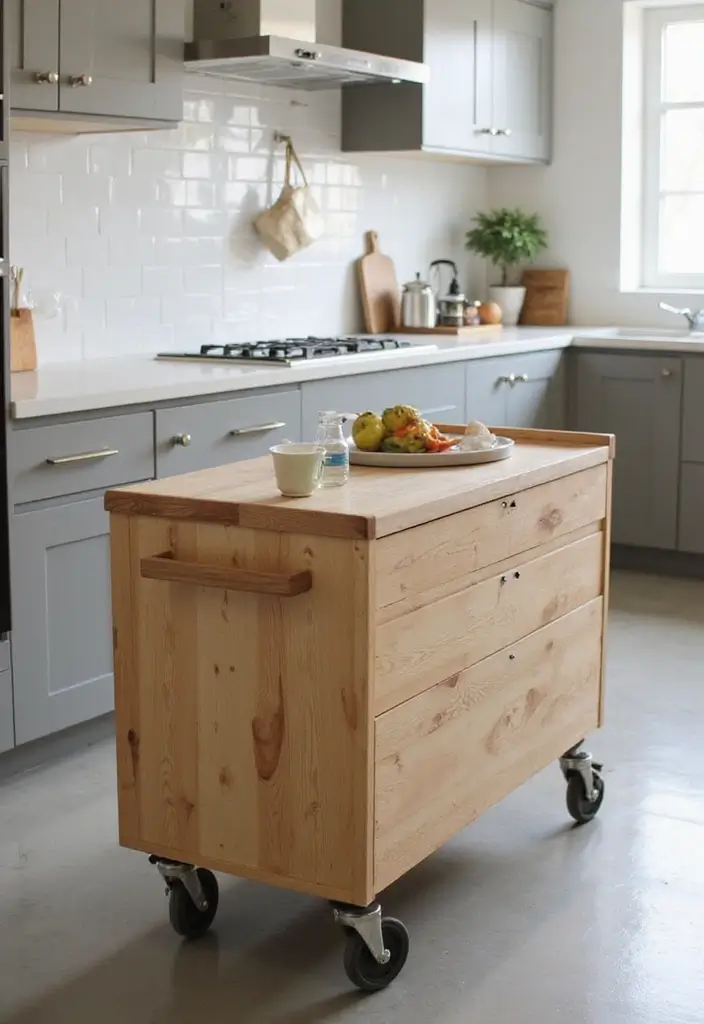 30 Minimalist Kitchen Island Ideas That Feel Sleek 2 30 Minimalist Kitchen Island Ideas That Feel Sleek - 2. Multi-Functional Island on Wheels