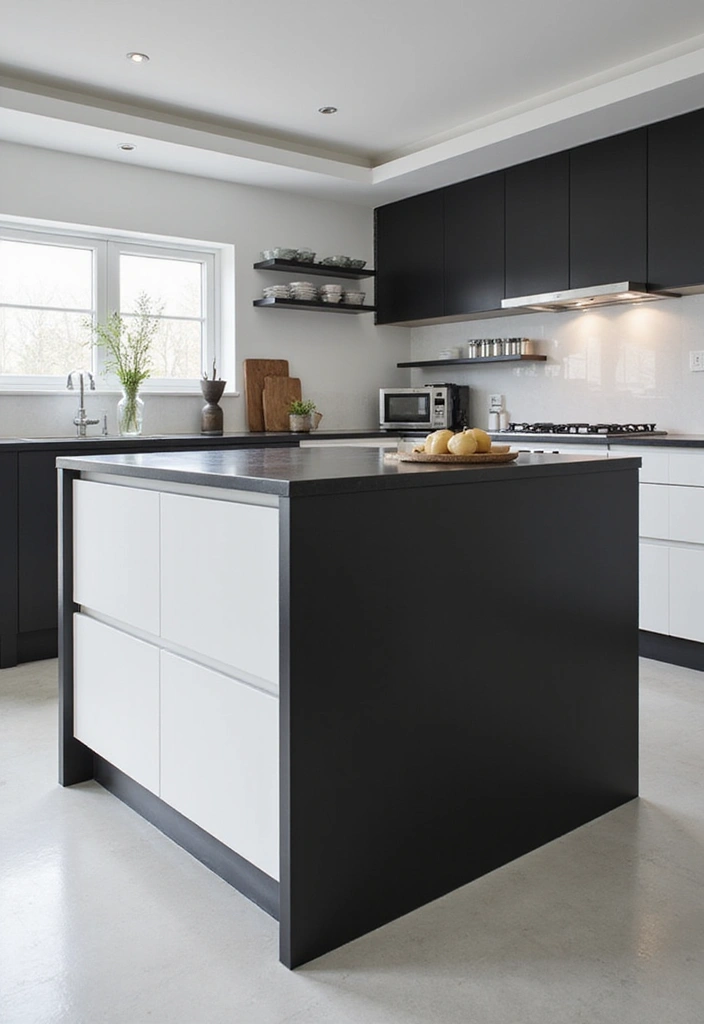 30 Minimalist Kitchen Island Ideas That Feel Sleek 3 30 Minimalist Kitchen Island Ideas That Feel Sleek - 3. Minimalist Black and White Island