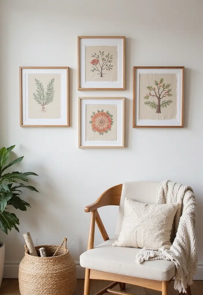 30 Minimalist Wall Decor Ideas That Transform a Room 24 30 Minimalist Wall Decor Ideas That Transform a Room - 24. Simple Cross-Stitch Wall Art