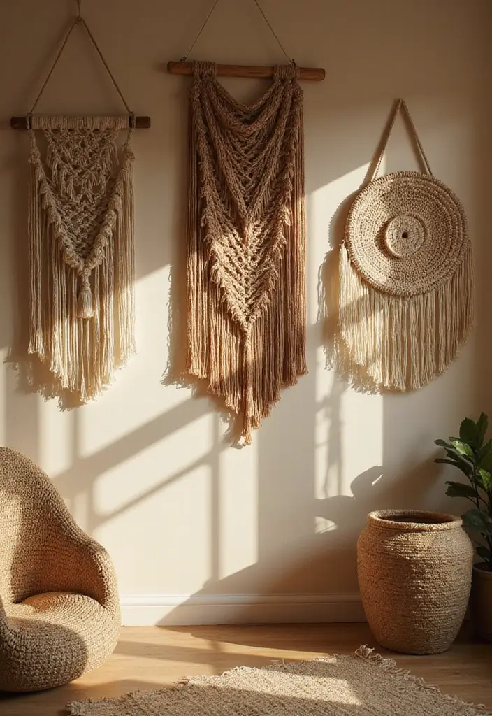 30 Minimalist Wall Decor Ideas That Transform a Room 7 30 Minimalist Wall Decor Ideas That Transform a Room - 7. Textured Wall Hangings