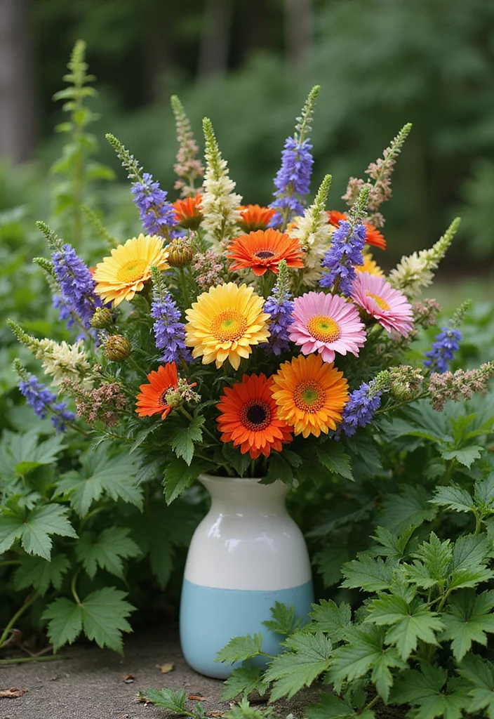 10 Backyard Centerpiece Ideas to Anchor Outdoor Design - 10. Seasonal Flower Arrangement