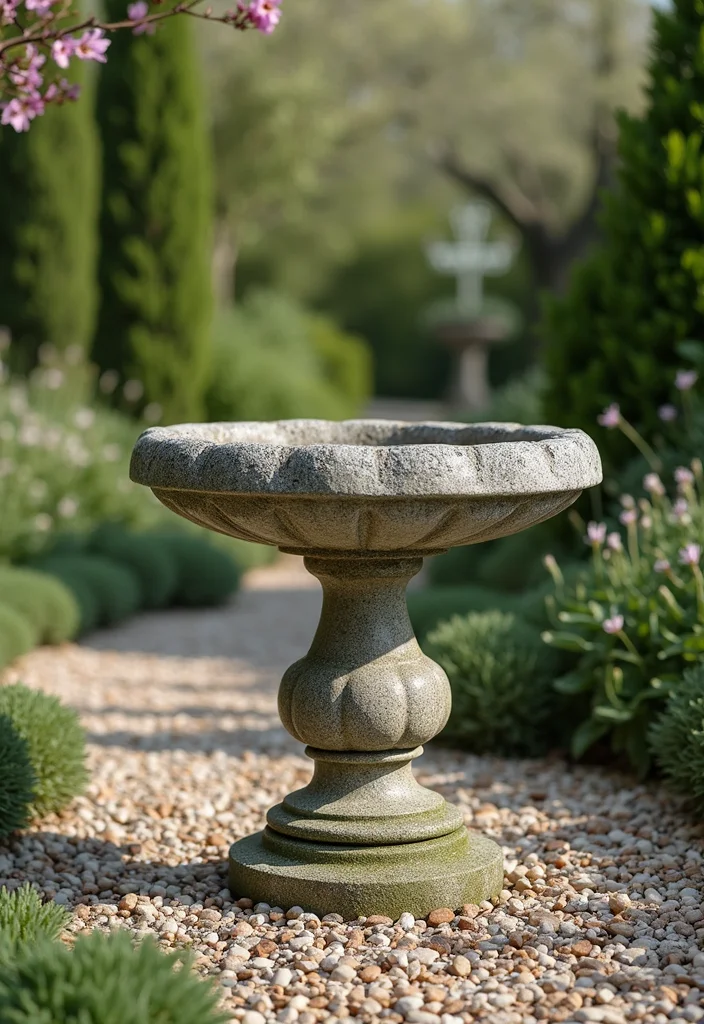 10 Backyard Centerpiece Ideas to Anchor Outdoor Design - 8. Natural Stone Birdbath