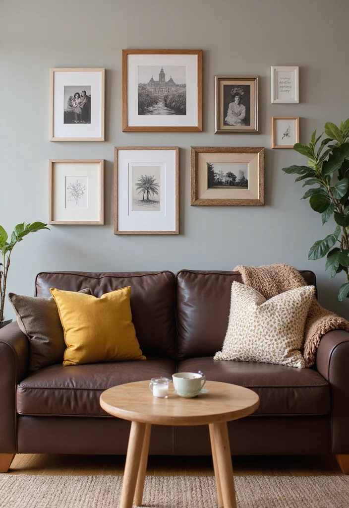 10 Chocolate Sofa Living Room Ideas for Rich Cozy Style - 10. Personal Touches