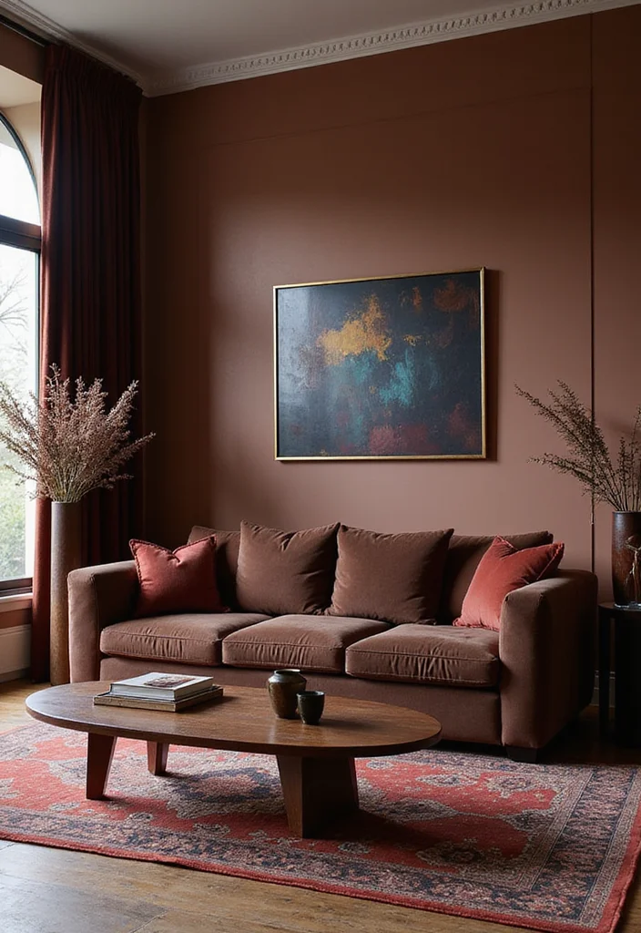 10 Chocolate Sofa Living Room Ideas for Rich Cozy Style - 4. Rich Color Palettes