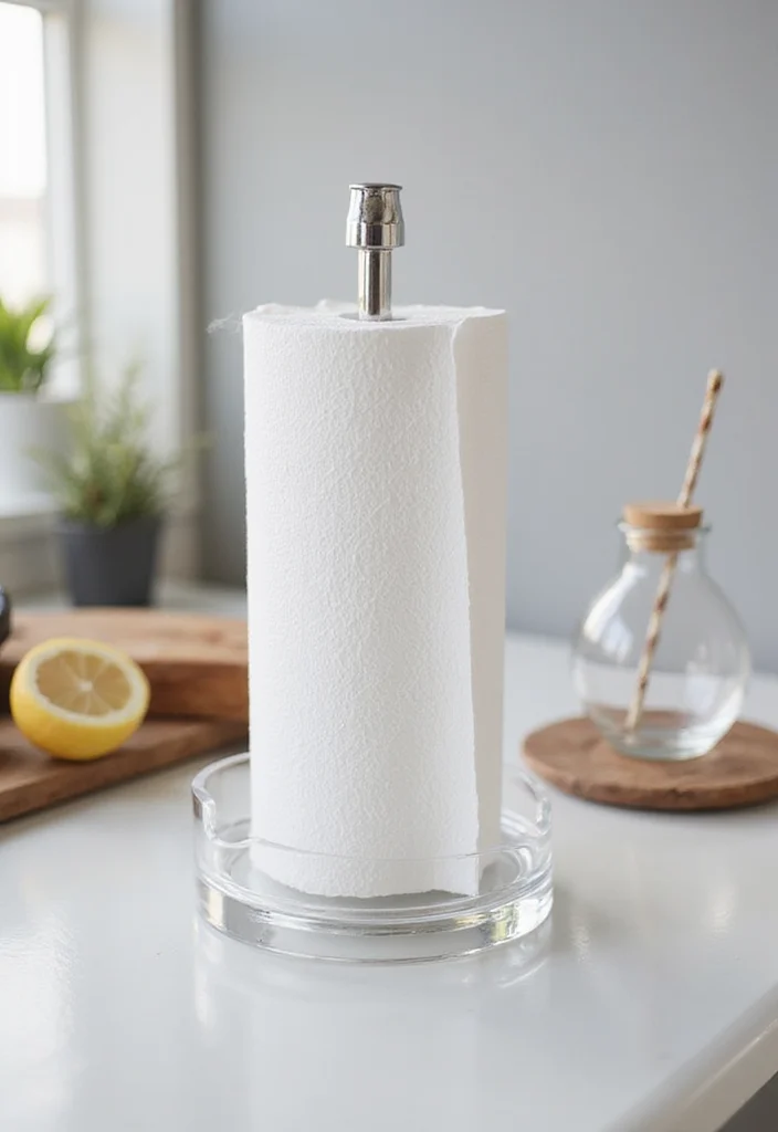 10 Kitchen Paper Towel Holder Ideas for Handy Clean Counters - 10. Elegant Acrylic Holder