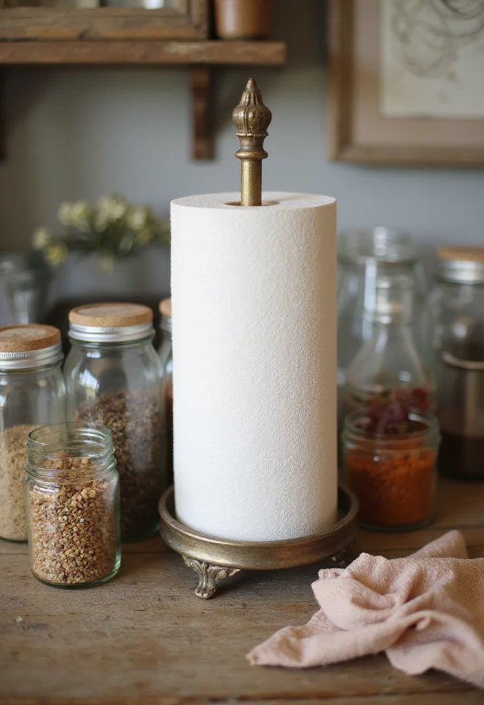 10 Kitchen Paper Towel Holder Ideas for Handy Clean Counters - 4. Vintage Glass Holder