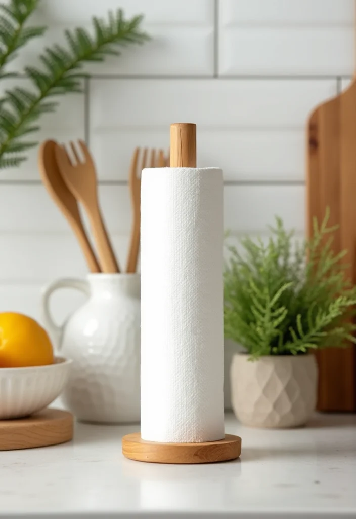 10 Kitchen Paper Towel Holder Ideas for Handy Clean Counters - 5. Bamboo Beauty