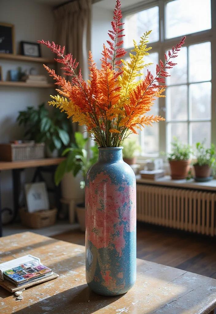10 Living Room Floor Vase Decor Ideas for Height and Focus - 3. DIY Artistic Touch