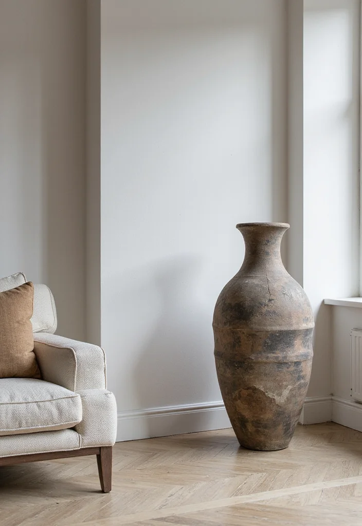 10 Living Room Floor Vase Decor Ideas for Height and Focus - 6. Statement Art Pieces