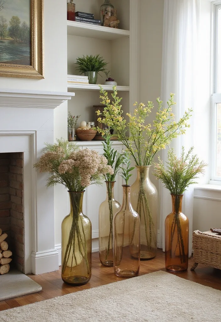10 Living Room Floor Vase Decor Ideas for Height and Focus - 7. Seasonal Switch-Up