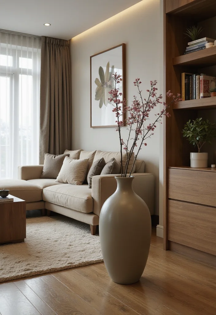 10 Living Room Floor Vase Decor Ideas for Height and Focus - 8. Create a Focal Point