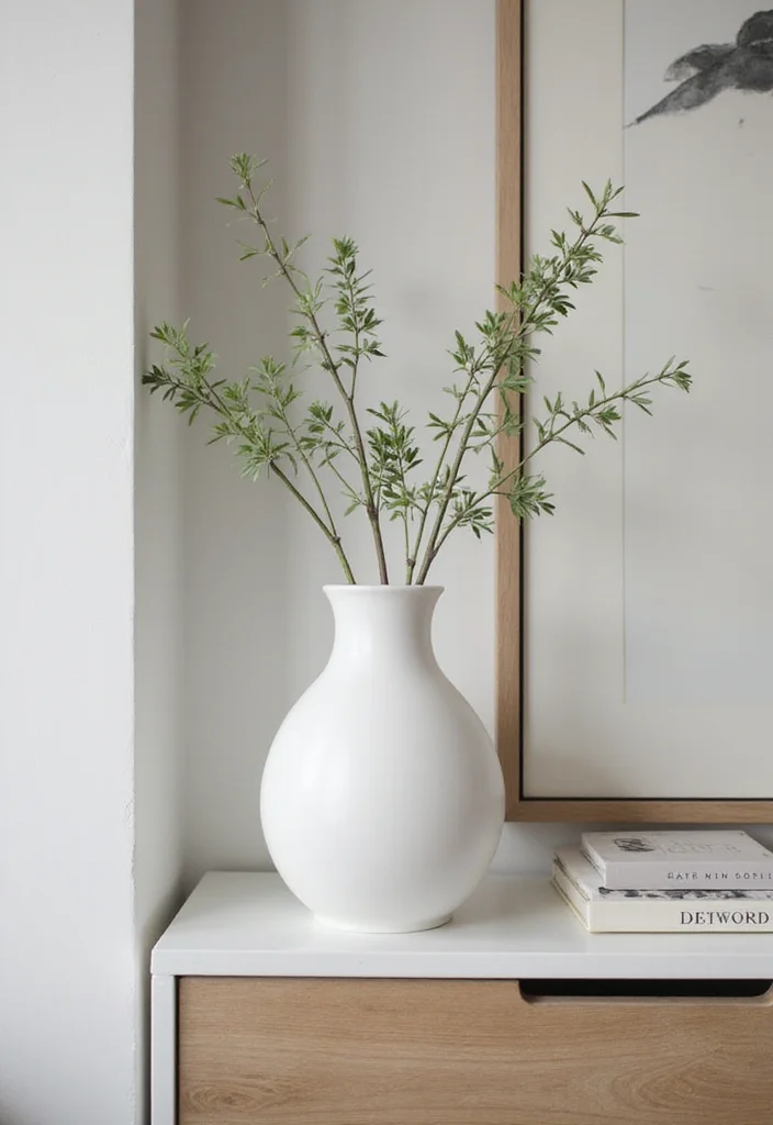 10 Living Room Vase Decor Ideas for Fresh Seasonal Touches - 5. Minimalist Greenery for Modern Appeal