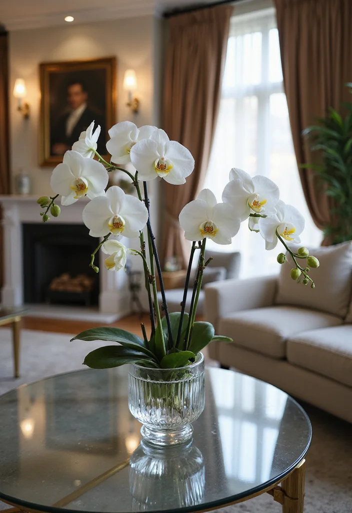 10 Living Room Vase Decor Ideas for Fresh Seasonal Touches - 7. Elegant Orchids for a Touch of Sophistication