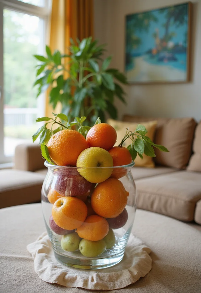 10 Living Room Vase Decor Ideas for Fresh Seasonal Touches - 9. Colorful Seasonal Fruits for an Edible Centerpiece