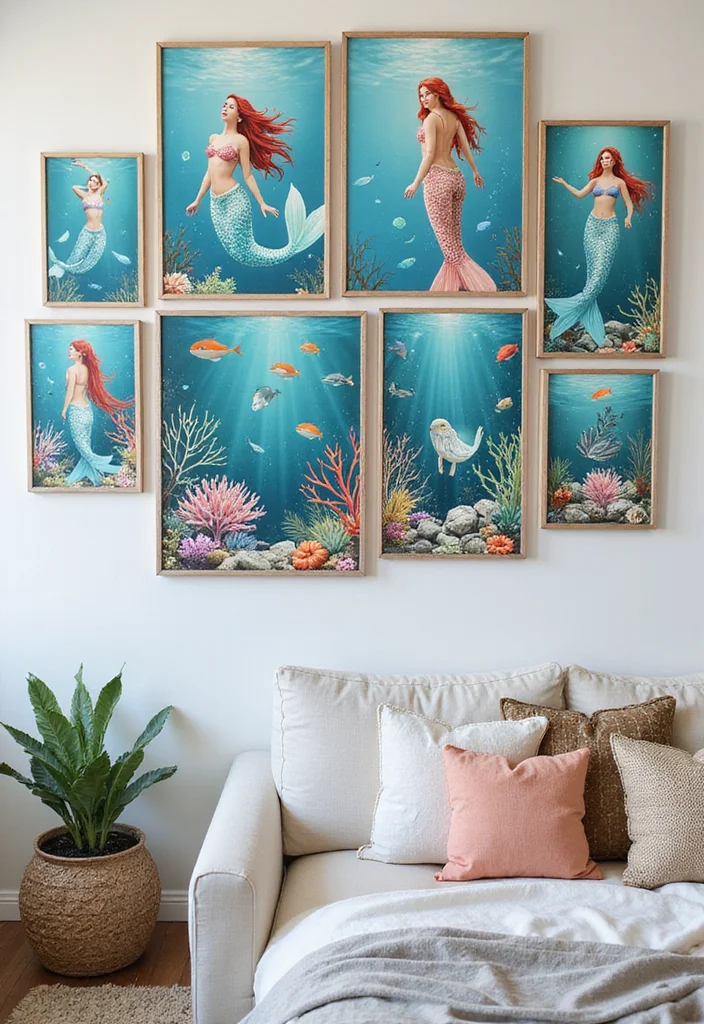 10 Mermaid Bedroom Ideas for Fun Ocean Inspired Magic 12 10 Mermaid Bedroom Ideas for Fun Ocean Inspired Magic - 2. Underwater-Inspired Wall Art
