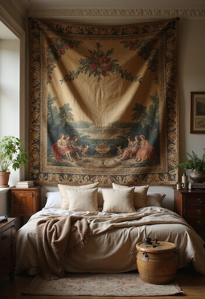 10 Tapestry Bedroom Ideas for Texture and Artistic Style - 3. Vintage Vibes