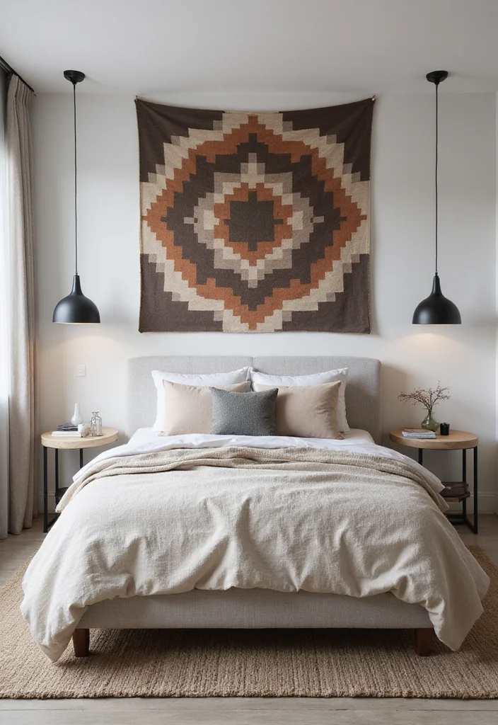 10 Tapestry Bedroom Ideas for Texture and Artistic Style - 4. Geometric Patterns