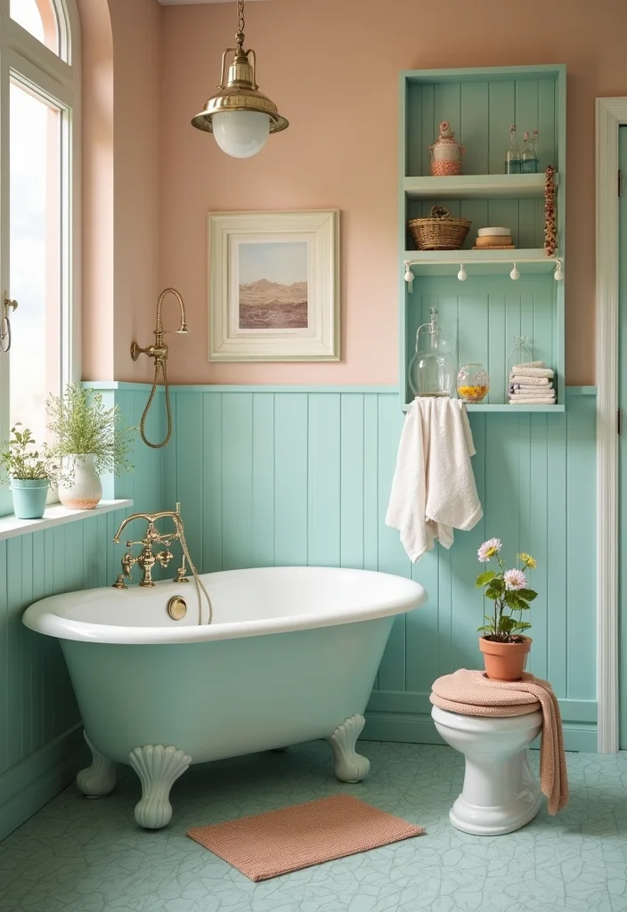10 Whimsical Bathroom Ideas for Playful Creative Decor - 4. Vintage Charm with a Twist