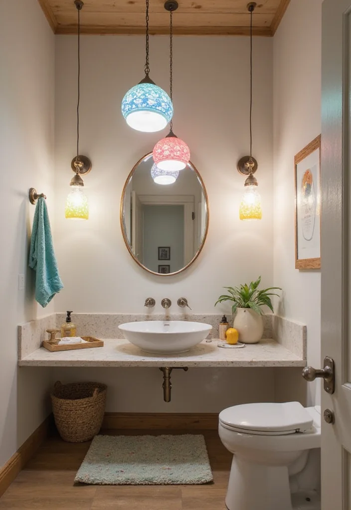 10 Whimsical Bathroom Ideas for Playful Creative Decor - 6. Whimsical Lighting Fixtures