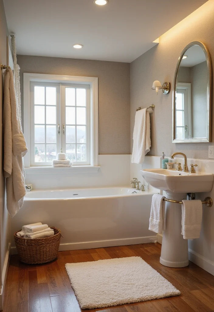 10 Wood Floor Bathroom Ideas for Warm Organic Texture - 5. Warm Walnut for Elegant Comfort