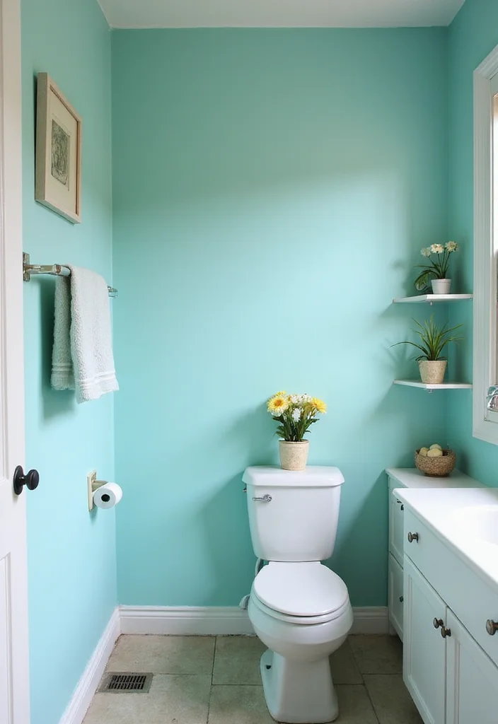12 Aqua Bathroom Ideas for Bright Refreshing Vibes - 11. Aqua Paint Ideas