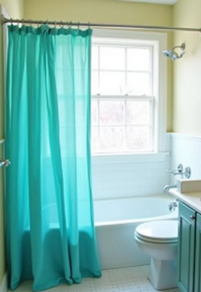 12 Aqua Bathroom Ideas for Bright Refreshing Vibes - 5. Aqua Shower Curtains