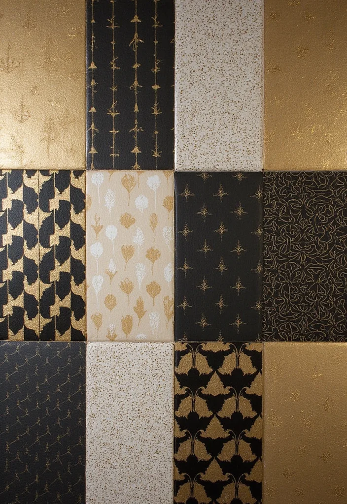 12 Art Deco Bathroom Ideas for Glam Geometric Style 78 12 Art Deco Bathroom Ideas for Glam Geometric Style - 8. Decorative Wallpaper