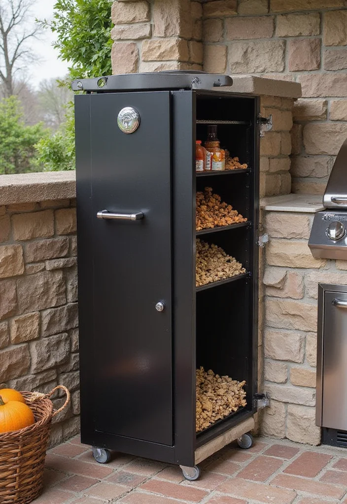 12 Backyard Built In BBQ Ideas for Fun Outdoor Cooking - 8. Built-In Smoker Station