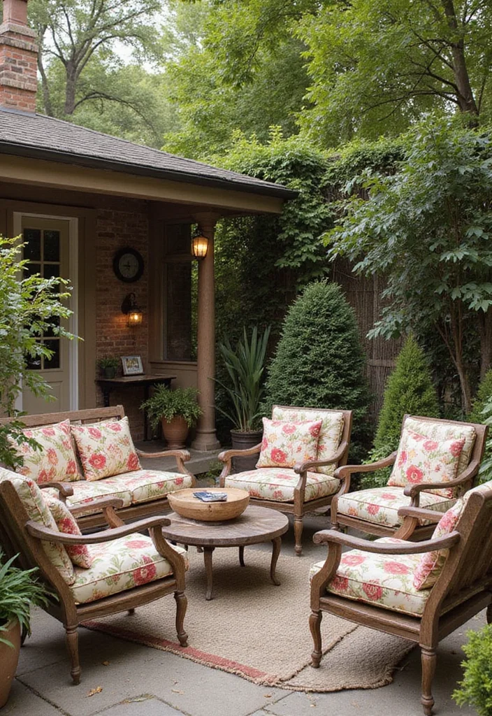 12 Backyard Couch Ideas for Comfortable Lounge Areas - 12. Vintage Revival