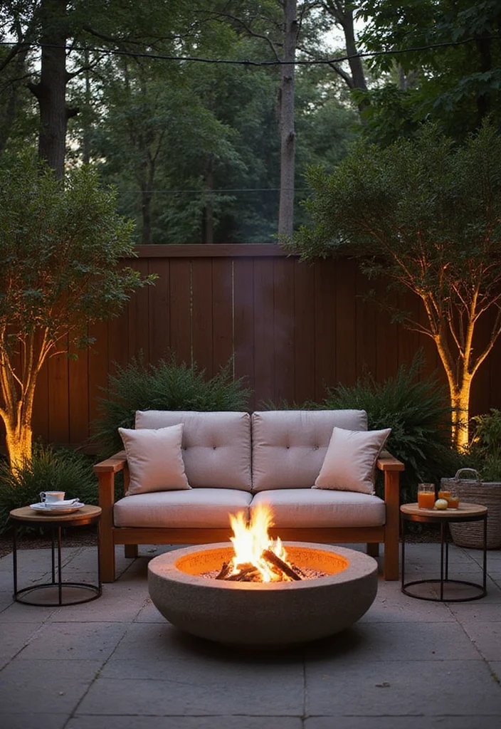 12 Backyard Couch Ideas for Comfortable Lounge Areas - 7. Fire Pit Loveseat