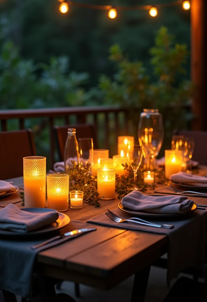 12 Backyard Deck Lighting Ideas for Warm Evening Ambience - 5. LED Candles for Safe Ambiance