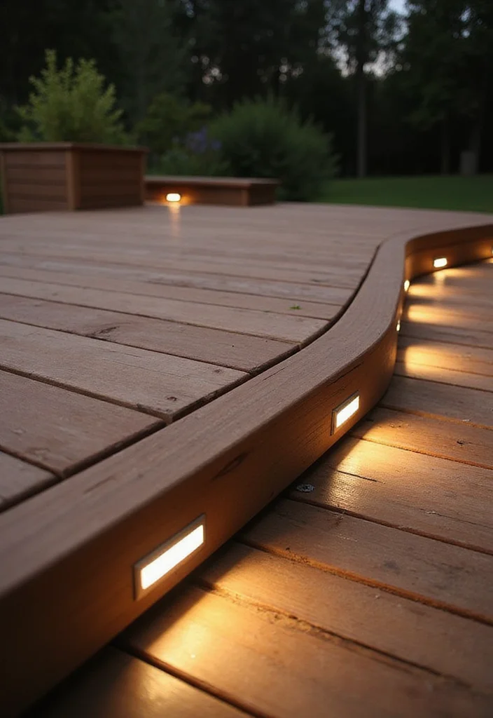 12 Backyard Deck Lighting Ideas for Warm Evening Ambience - 8. Ground Lights for Subtle Elegance
