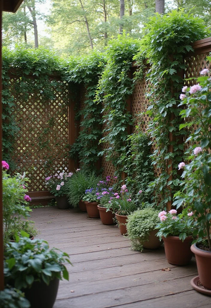 12 Backyard Deck Privacy Ideas for Secluded Outdoor Comfort - 5. Lattice Panels with Climbing Plants