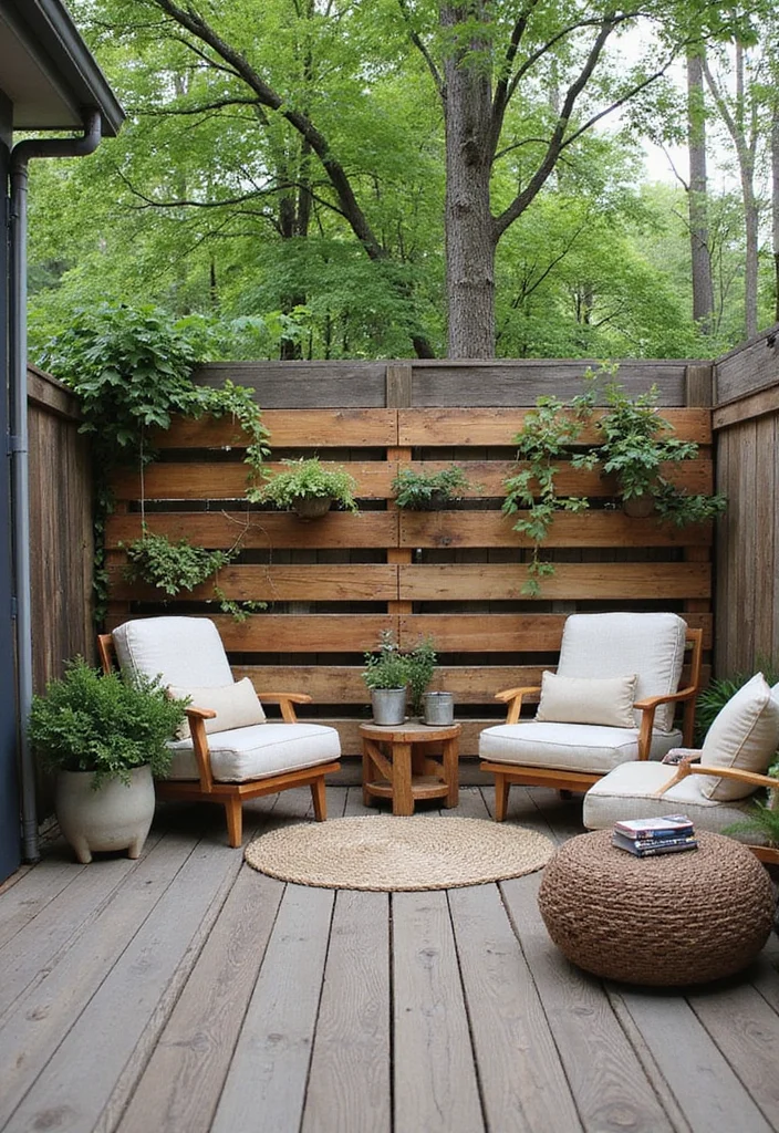 12 Backyard Deck Privacy Ideas for Secluded Outdoor Comfort - 6. DIY Pallet Wall for Rustic Charm