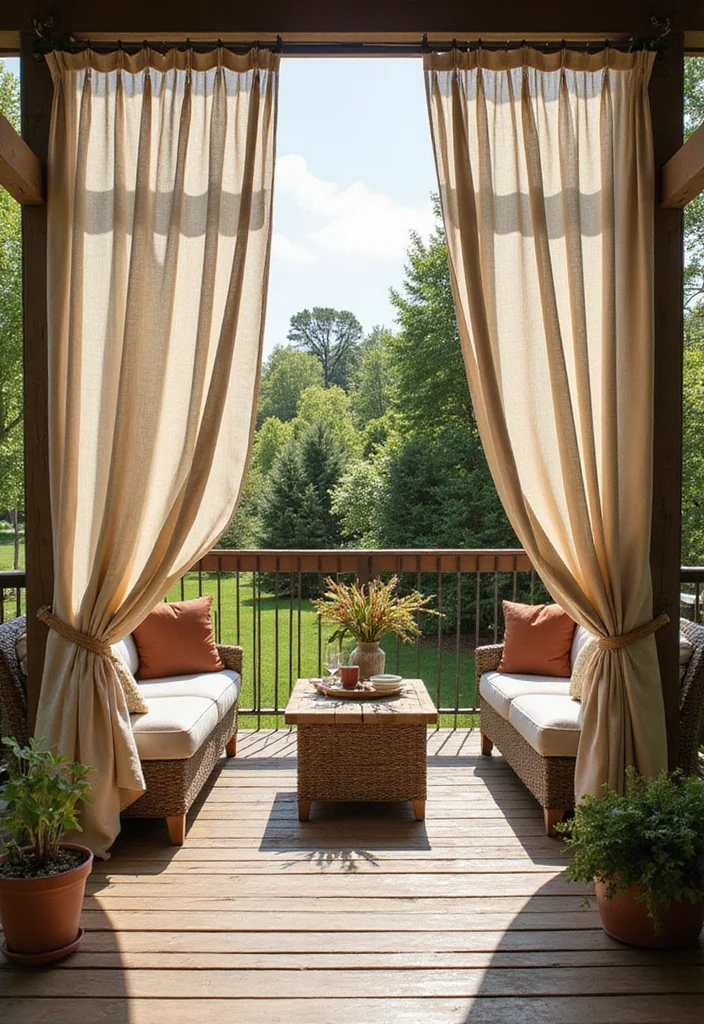 12 Backyard Deck Privacy Ideas for Secluded Outdoor Comfort - 7. Outdoor Curtains for Flexibility